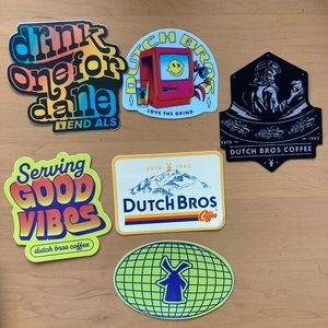 Set of 6 rare hard to find Dutch bros stickers, Arizona Christmas, Halloween